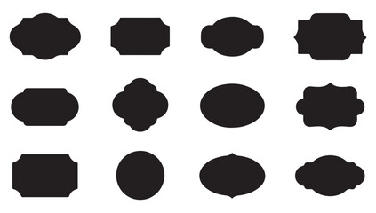 Vintage Label Frames Silhouette Clipart Set | Blank Badge Shapes