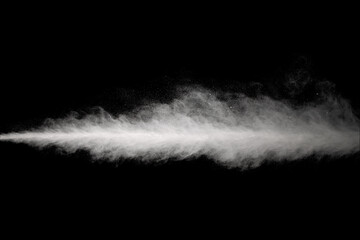 White powder explosion on black background. Colored cloud. Colorful dust explode. Paint Holi.