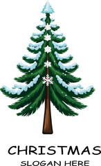 Christmas snowy paine tree logo icon vector white background .