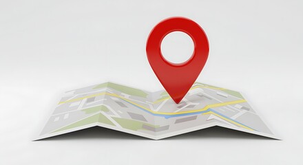 Red Location Pin on Map for Navigation and Travel Concepts