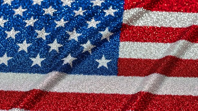 Sparkling American Flag with Glittering Stars and Stripes Celebrating Patriotism and National Pride a Symbol of American Heritage and Independence Day Holiday