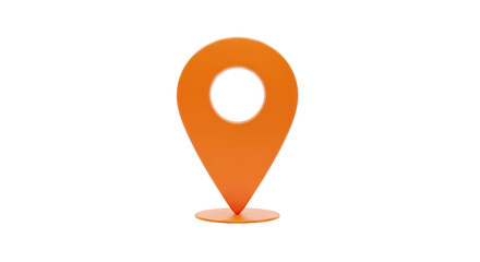 Orange map pointer PNG isolated on transparent background, location pin icon for navigation and travel apps