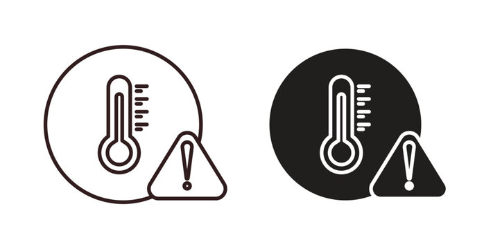 Temperature warning sign icon concept. Glyph vector illustration isolated. Simple solid style.