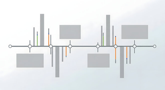 Modern vector timeline infographic illustrating complex data analysis, business project progress, and key performance indicators
