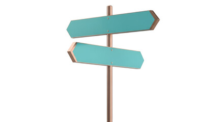 Obraz premium Turquoise direction sign PNG isolated on transparent background, wayfinding signage with arrow shapes for graphic design and navigation
