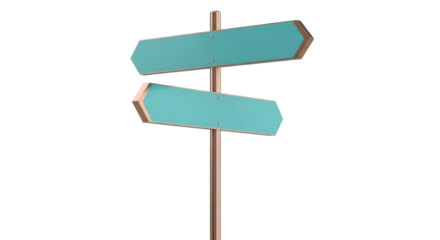 Turquoise direction sign PNG isolated on transparent background, wayfinding signage with arrow shapes for graphic design and navigation