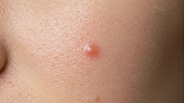 Progression of a skin blemish or pimple on a persons upper arm over time. Dermatology and skincare concept for medical use.