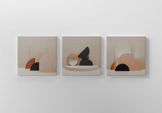 Three Square Canvas Mockup