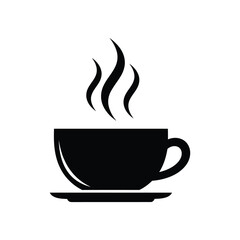 Cup releasing steam silhouette vector illustration