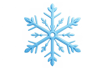 Blue snowflake illustration symbolizing winter, cold weather, falling snow, and festive season on a transparent background