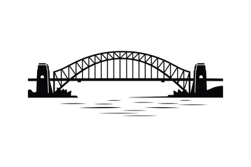 Sydney harbor bridge vector silhouette icon illustration