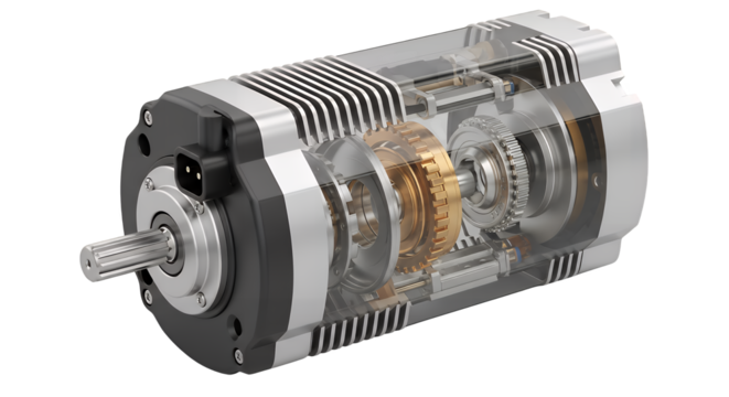 Cutaway View of Internal Gears and Mechanics, Isolated on Transparent Background