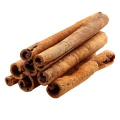 Pile of dried cinnamon sticks against a black background