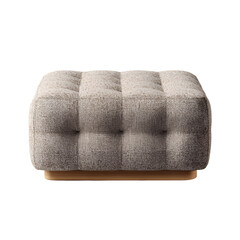 Modern tufted ottoman with textured fabric and wooden base