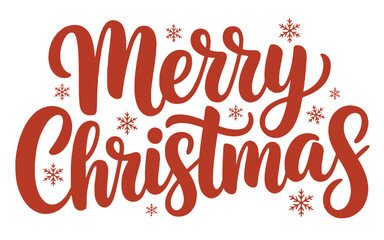 A festive merry christmas text with snowflakes in orange on a white background holiday cheer design