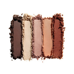 Warm toned eyeshadow palette swatches on black background