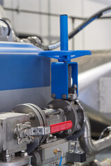 Industrial stainless steel machinery: valves, pipes, automation components, connected to liquid-solid separation system machine .