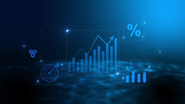 Business analyzing profit and quality management concept long term cost planning, product quality, budgeting, financial forecasting, and company revenue and expense projections. 4k video animation