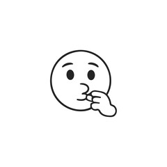 Mouth-covered emoji icon logo flat vector design
