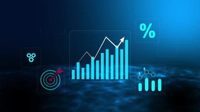 Business analyzing profit and quality management concept long term cost planning, product quality, budgeting, financial forecasting, and company revenue and expense projections. 4k video animation