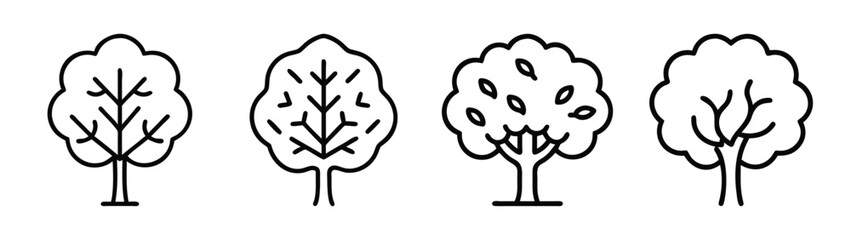 Hand drawn tree vector illustration set, nature trees drawing, forest trees sketch, simple trees art