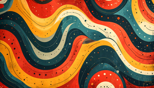 Funky retro pattern makes you feel like celebrating Christmas with groovy vintage tones and bold lines