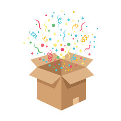Confetti Explosion From Open Cardboard Box
