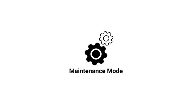 Two interlocking gears with text " Maintenance Mode" on a white background cogwheels