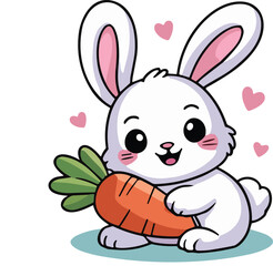 
Cute Easter Bunny Vector Illustration, Adorable Easter Bunny with Egg Clipart