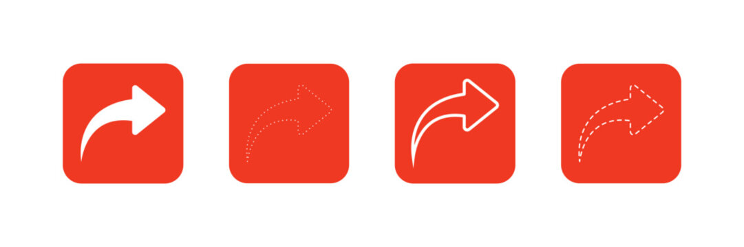 modern share and return arrow icon set in four different styles solid outline dotted for application web navigation ui ux vector.