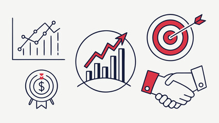 &ldquo;modern business icons &ndash; analytics, growth chart, target, handshake &ndash; clean minimal stroke, professional vector set, SVG format&rdquo;