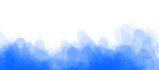 Blue watercolor painting features soft, overlapping brushstrokes creating an abstract, gradient...