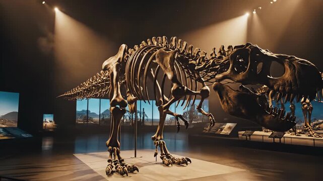 Dynamic Display of Dinosaur Skull in Natural History Museum Exhibit