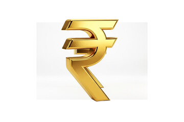 Golden indian rupee currency symbol isolated on transparent background represents economy