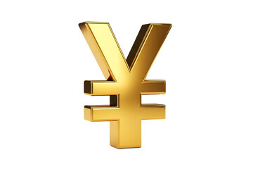 Fototapeta premium Golden yen symbol isolated on transparent background, a representation of wealth