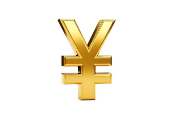 Obraz premium Golden yen symbol isolated on transparent background, a representation of wealth