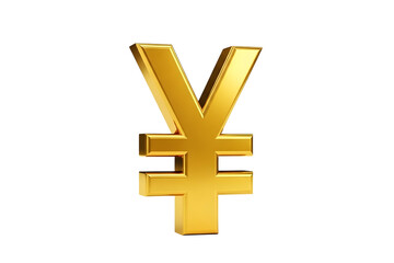 Obraz premium Golden yen symbol isolated on transparent background, a representation of wealth