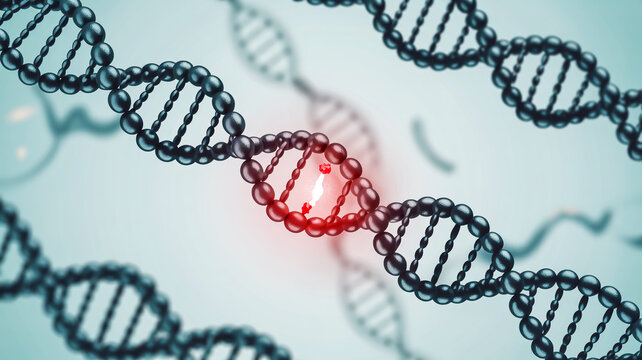 Genetic dna mutation or damage within a double helix structure - Powered by Adobe