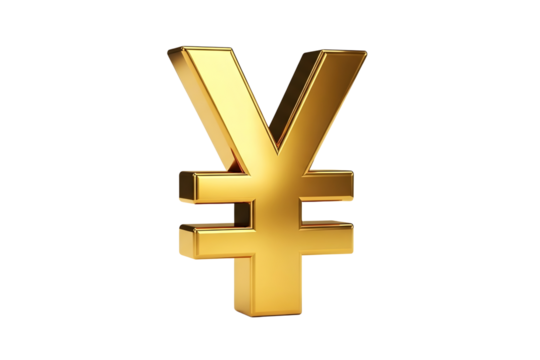 Golden yen symbol isolated on transparent background, a representation of wealth - Powered by Adobe
