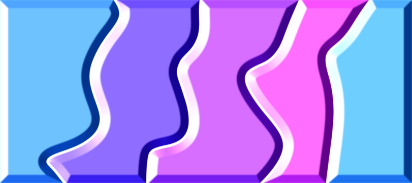 Abstract image featuring curvy, wave-like shapes in a gradient of blue, purple, and pink hues.