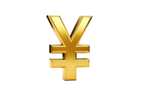 Golden yen symbol isolated on transparent background, a representation of wealth - Powered by Adobe