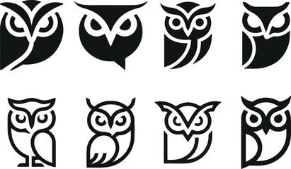 Minimalist Owl Logo Vector | Modern Black & White Owl Icon Design