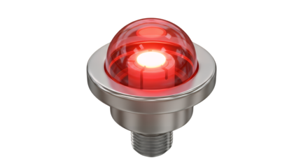 Red Pilot Light Isolated on Transparent Background Indicator for Industrial Equipment and Instrumentation