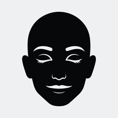Silhouette female face with closed eyes simple design vector illustration