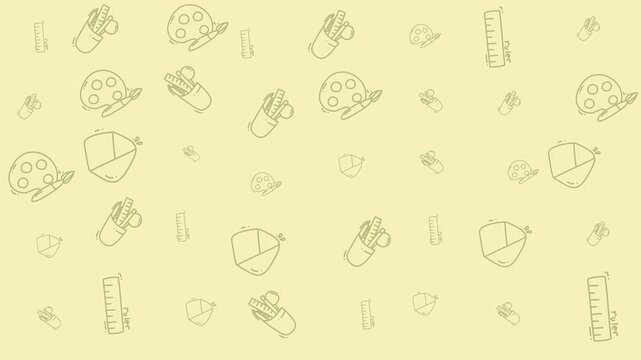 Cute school supplies doodle seamless pattern background for education