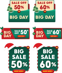 Christmas Big Sale Badge & Banner Collection with 50%&ndash;60% Holiday Discounts