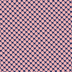 A colorful pattern of red, white, and blue circles arranged in a way that creates a sense of motion