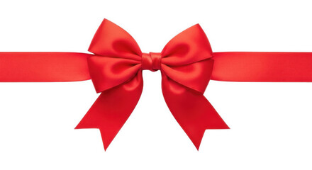 Fototapeta premium Red ribbon bow decoration isolated on transparent background png