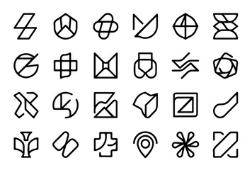 Modern Unique Fat Line Art Icons White Background