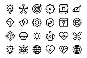 Design Ideation Fat Line Art Icons Collection